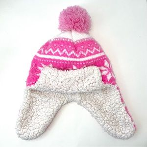 EUC Knit fairisle pompom beanie, with Sherpa & earflaps